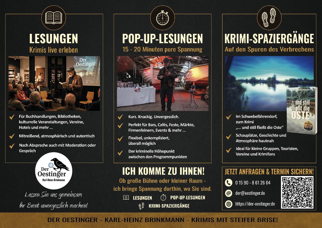 Der Oestinger - mein Angebot für dich: Lesungen, Pop-up-Lesungen, Krimi-Spaziergänge